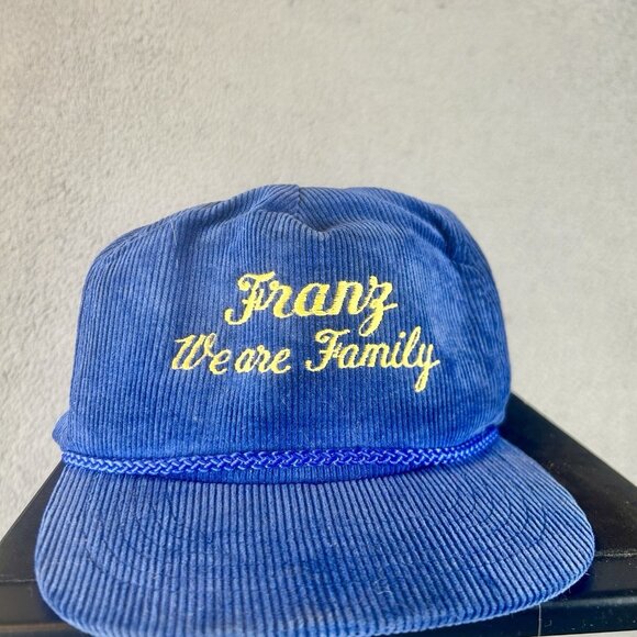 Vintage Franz Bread Blue Corduroy Bread Work Hat SnapBack Cap 80s 90s Trucker - Picture 1 of 4